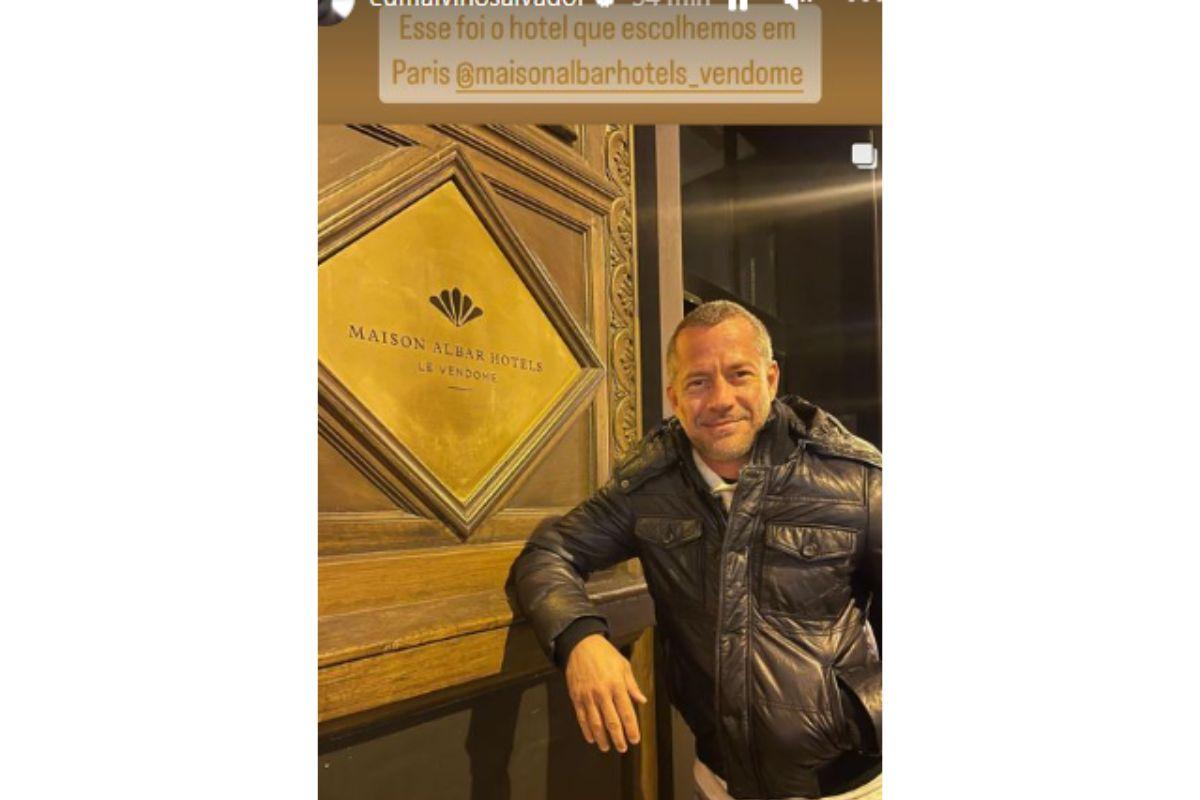 Malvino Salvador se hospeda em hotel de luxo com a família em Paris