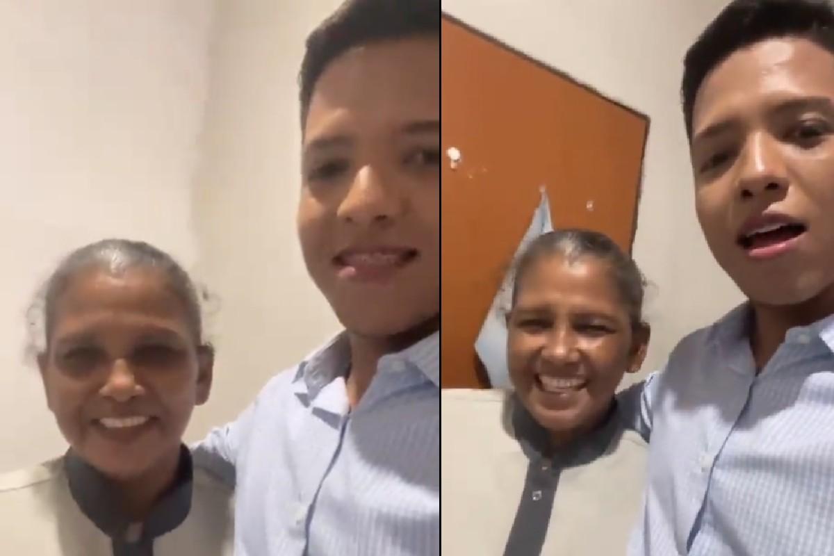 Mãe que se emocionou ao ver o filho na televisão