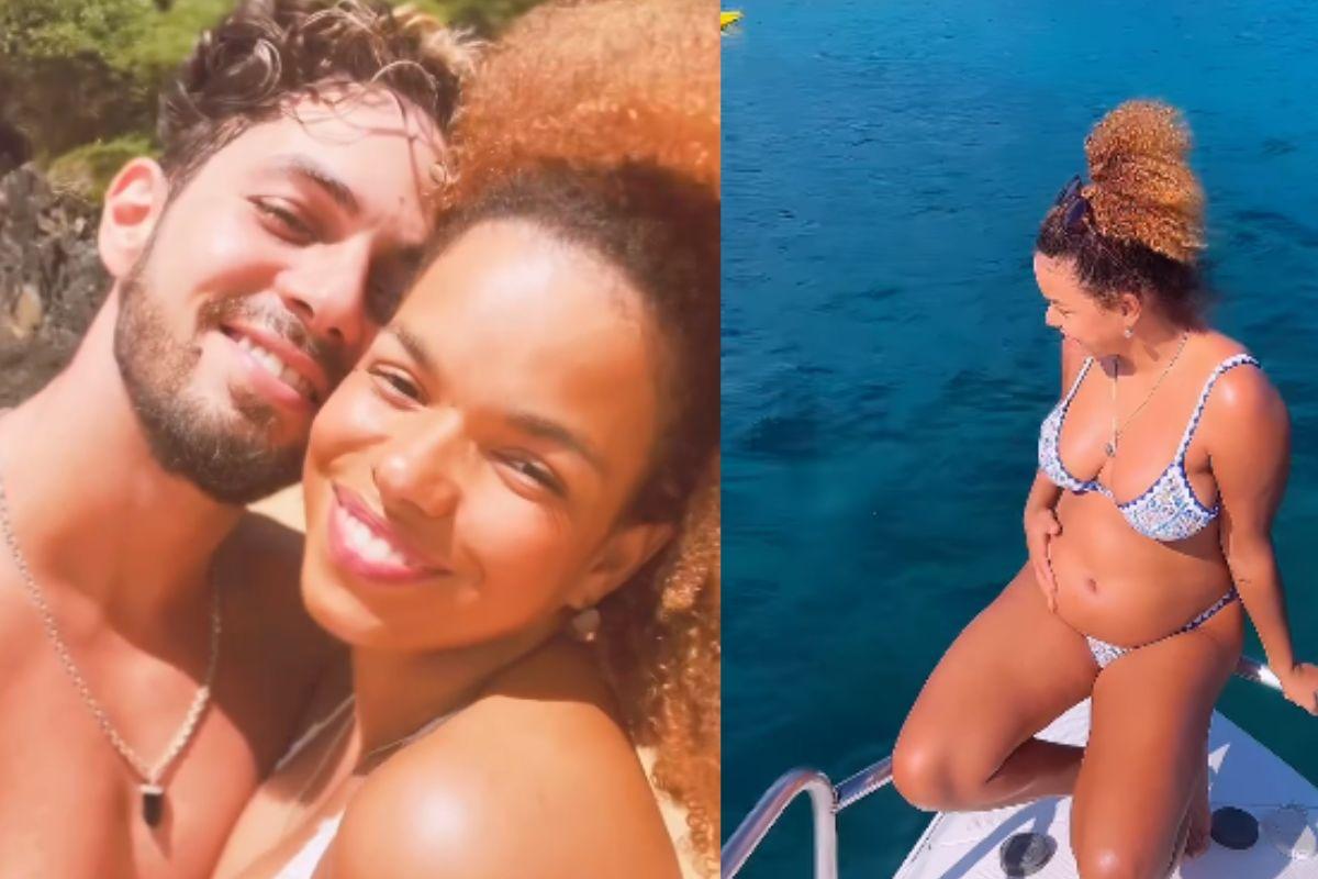 Jeniffer Nascimento curte Fernando de Noronha durante a gestação