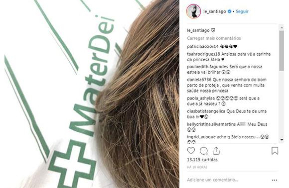 A ex-BBB Letícia Santiago deu à luz a sua qurta filha (Foto: Reprodução/ Instagram @le_santiago)