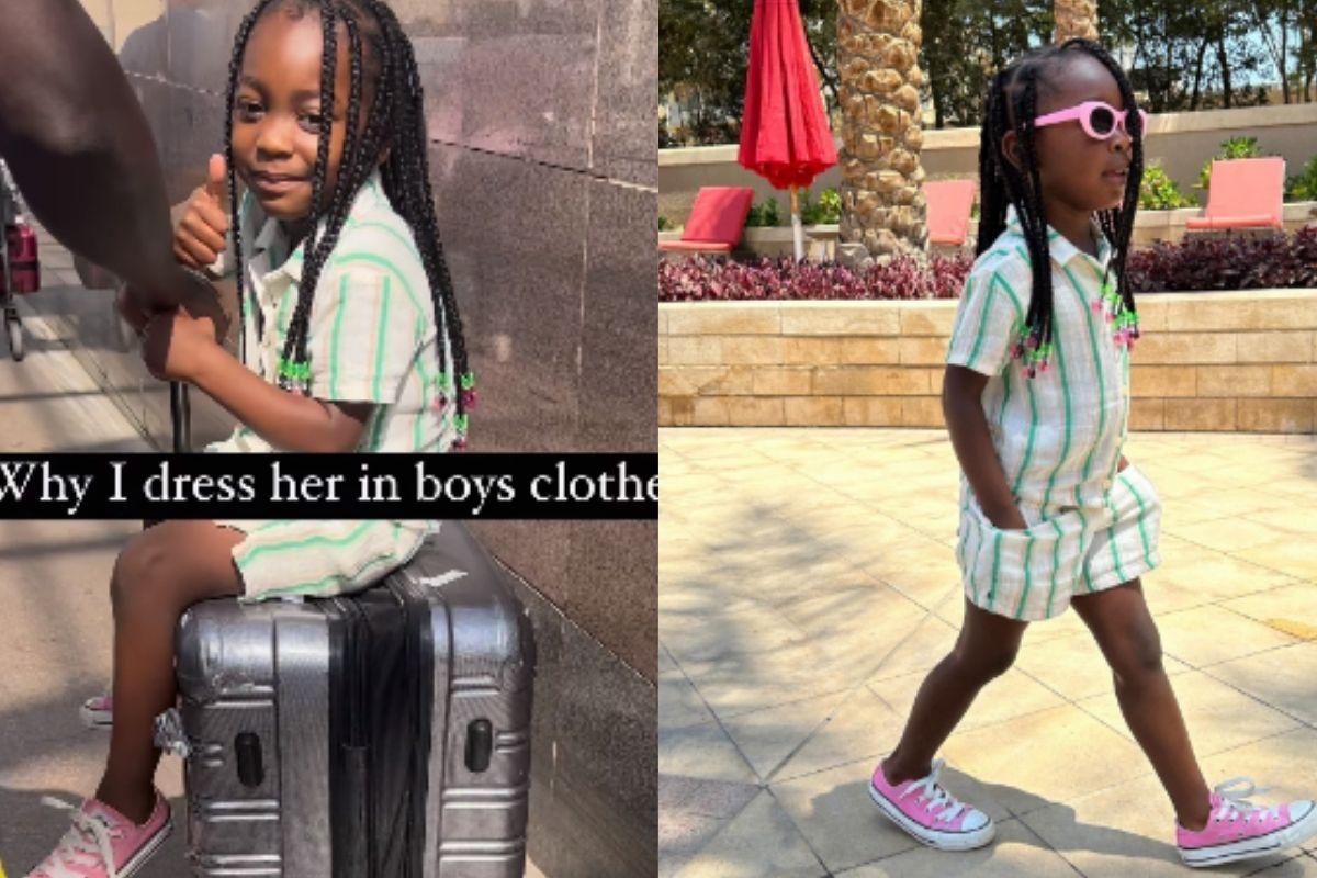 A mãe explicou como tomou a decisão de comprar as roupas masculinas 