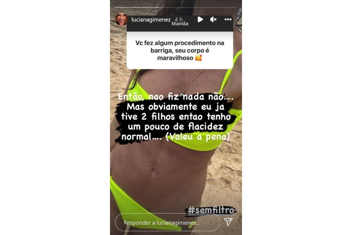 Luciana Gimenez fala sobre flacidez na barriga após ter dois filhos