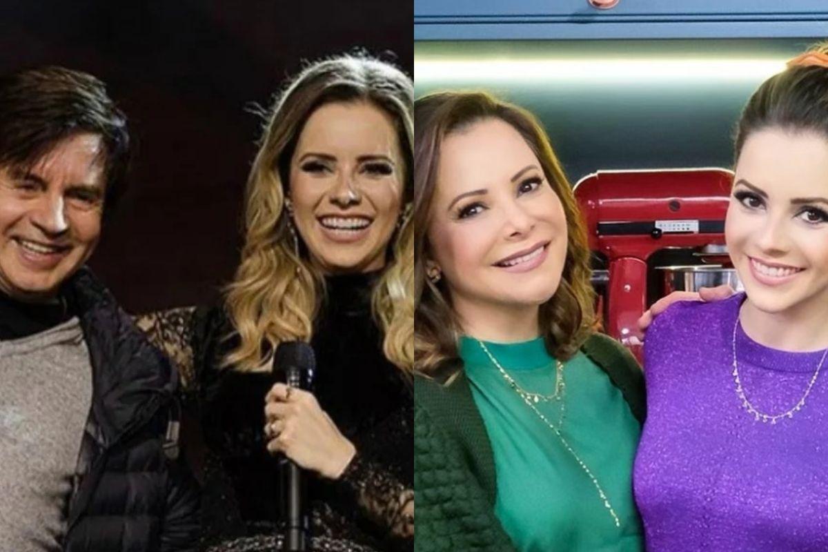 Sandy com Xororó e com a mãe Noely 