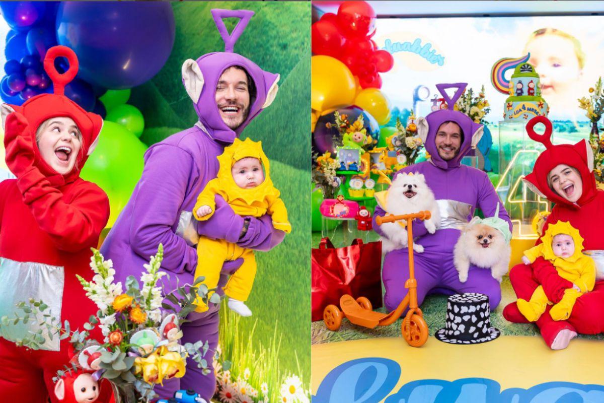 Viih Tube, Eliezer, mãe de Lua di Felice, filha Viih Tube, filha Eliezer, família Viih Tube, família Eliezer, festa Lua, festa filha Viih Tube, festa filha Eliezer, Viih Tube e Eliezer Teletubbies, Lua Sol Teletubbies