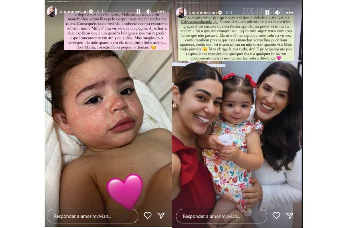 Prints do stories de Vivian Amorim.