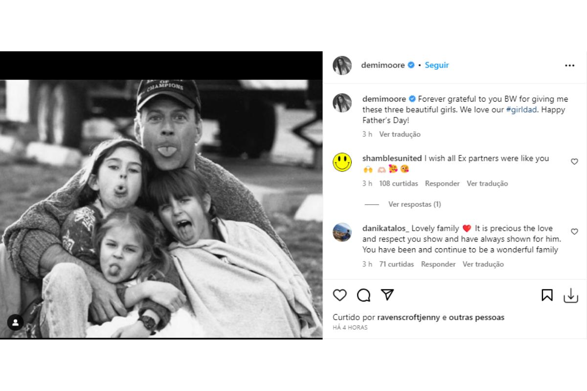 Bruce Willis foi homenageado pela ex-esposa no Dia dos Pais