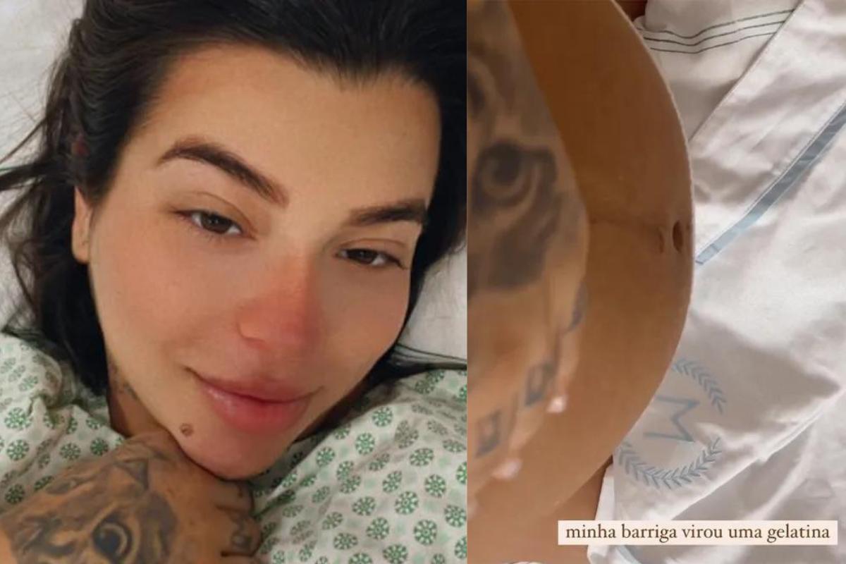 Petra Mattar à esquerda e sua barriga à direita