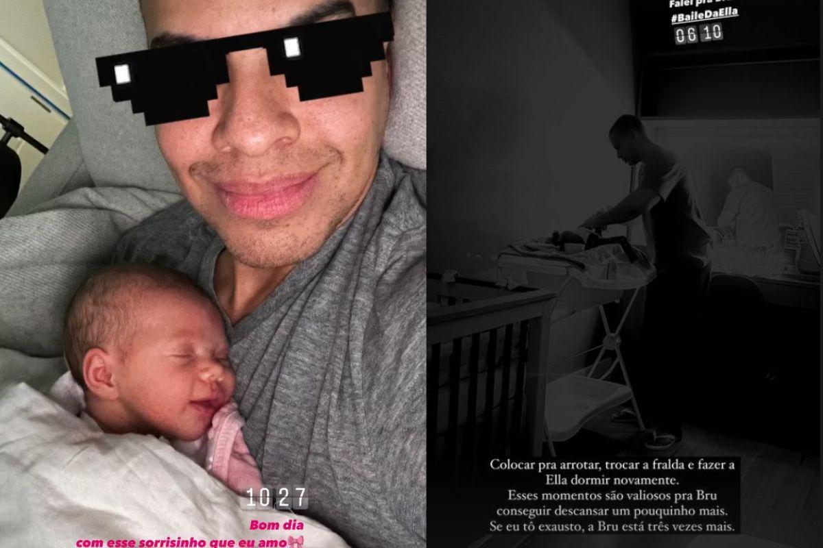 Thiago compartilhou momento da madrugada com a filha