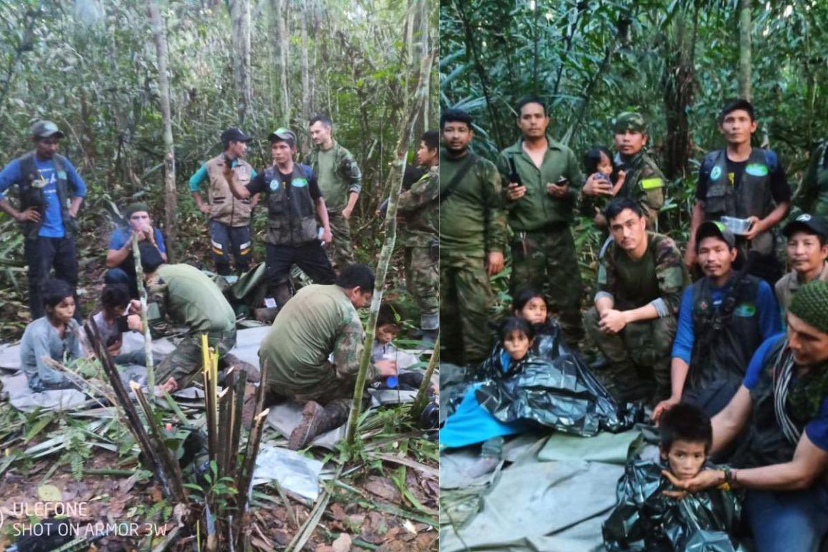 Forças Militares da Colombia com as crianças