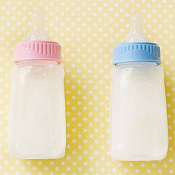 blue and pink bottles