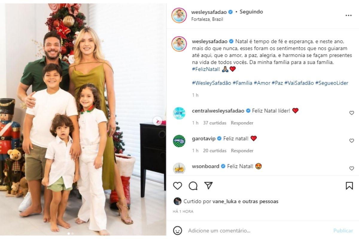 Wesley Safadão compartilha foto do Natal da família
