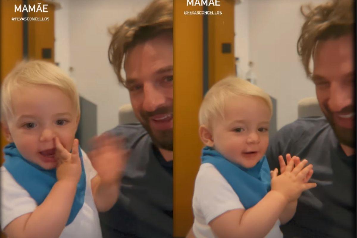 Cássio Reis com o filho 