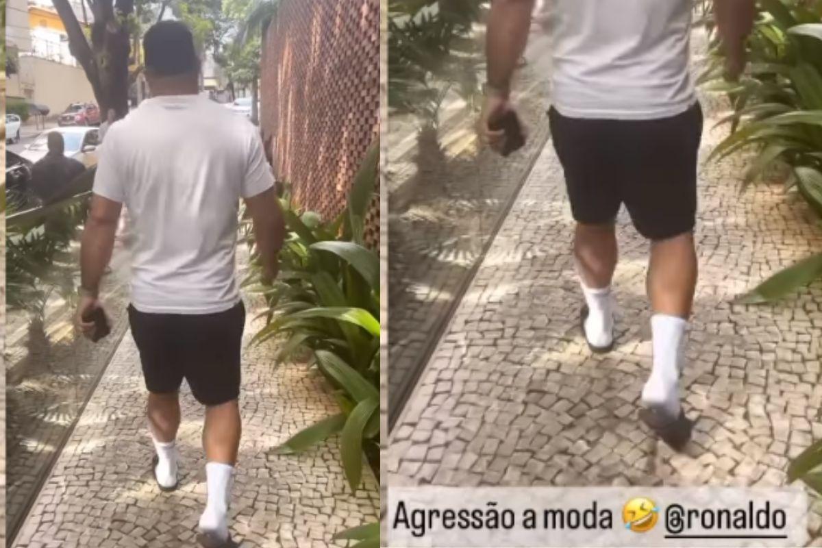 Stories do filho de Ronaldo zombando o pai