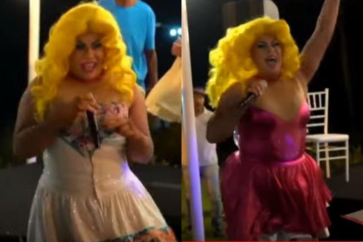 A drag queen mudou a cor do vestido para revelar o sexo do bebê