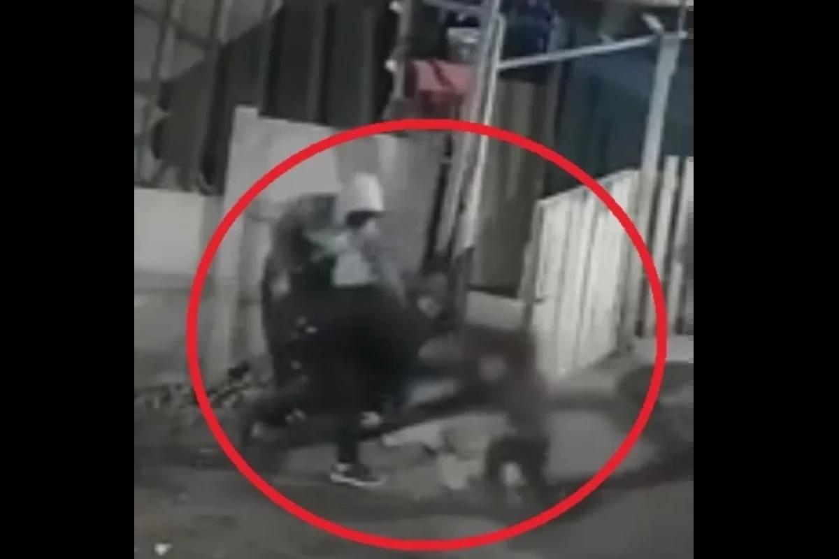 Criança e pai com ladrões