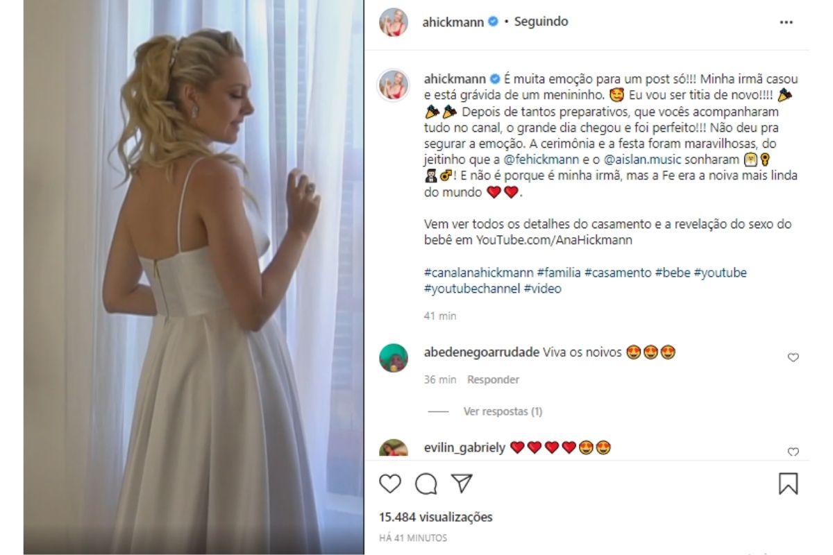 Ana Hickmann anuncia gravidez da irmã