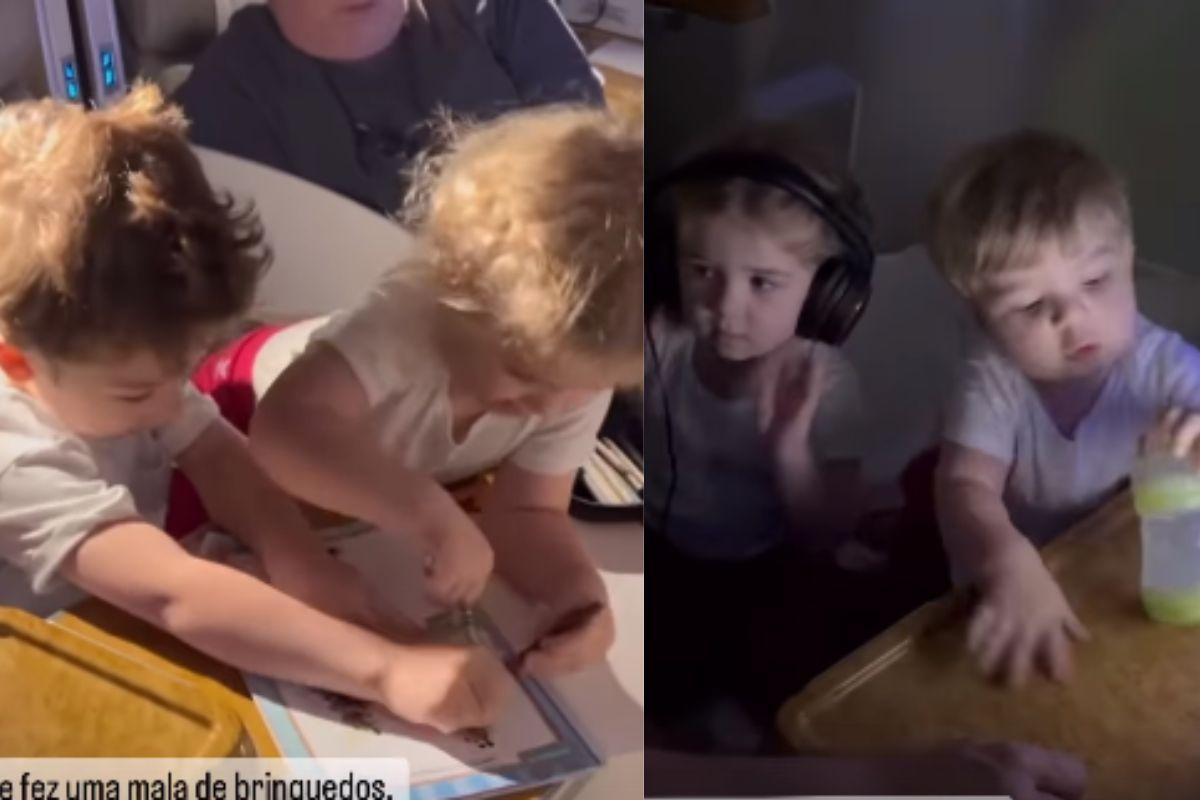 Sabrina Petraglia mostra viagem com os 3 filhos