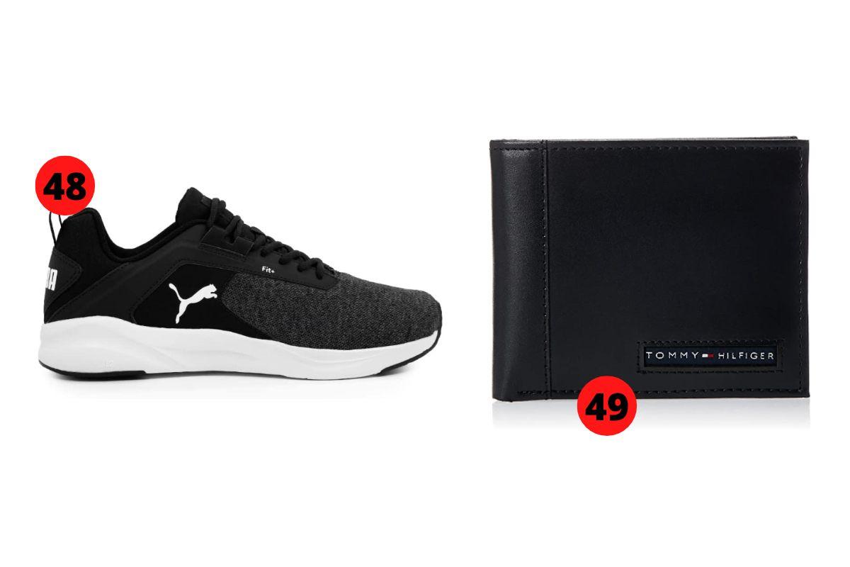 Tênis e carteira são ótima opções de presentes para o Dia dos Pais