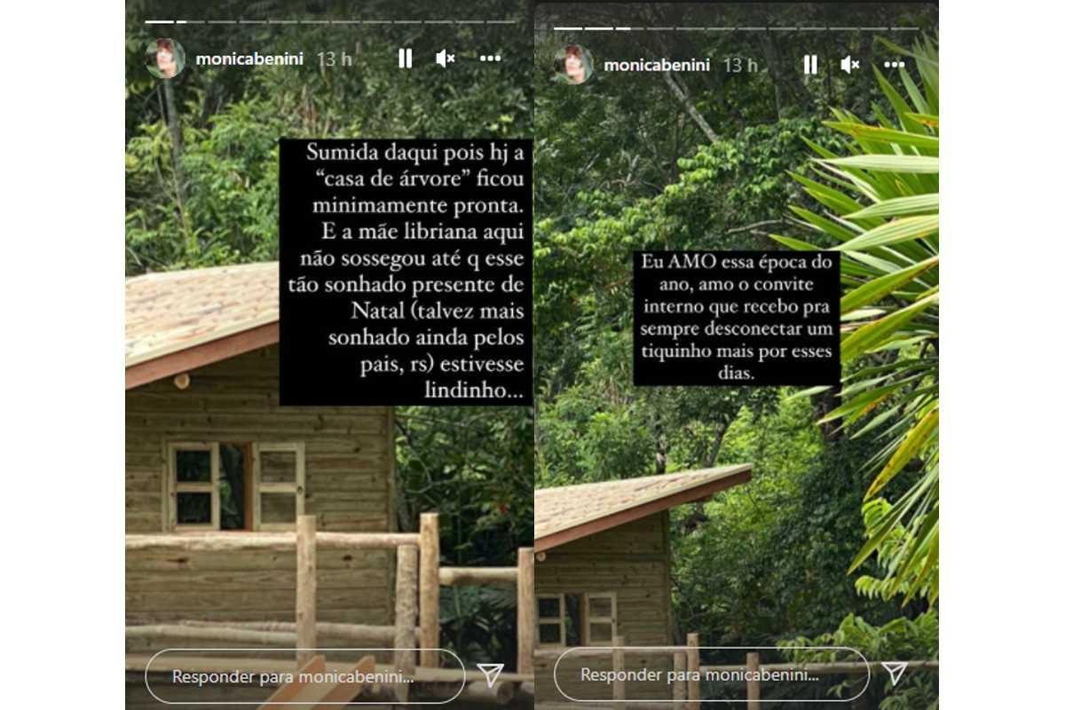 Monica Benini mostrou a casa da árvore de Otto nos stories