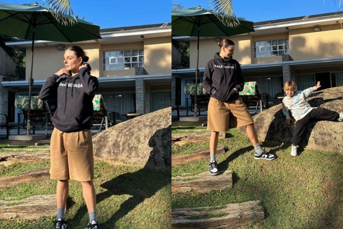 Isis Valverde apareceu na companhia do filho, Rael em São Paulo