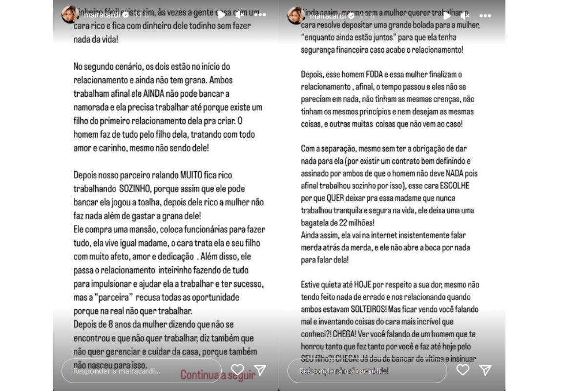 Maíra Cardi, Maíra Cardi rebate ex de Thiago Nigro, ex de Thiago Nigro, ex de Primo Rico, Camila Ferreira, Thiago Nigro, Primo Rico, relacionamento Maíra Cardi e Thiago Nigro, noivado Maíra Cardi e Primo Rico, traição Maíra Cardi e Primo Rico