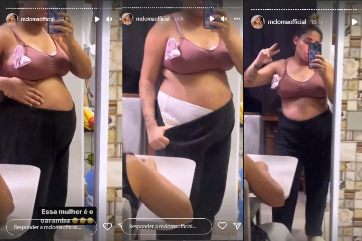 Mc Loma compartilhou que está usando fraldas e absorvente nos seios depois de dar à luz