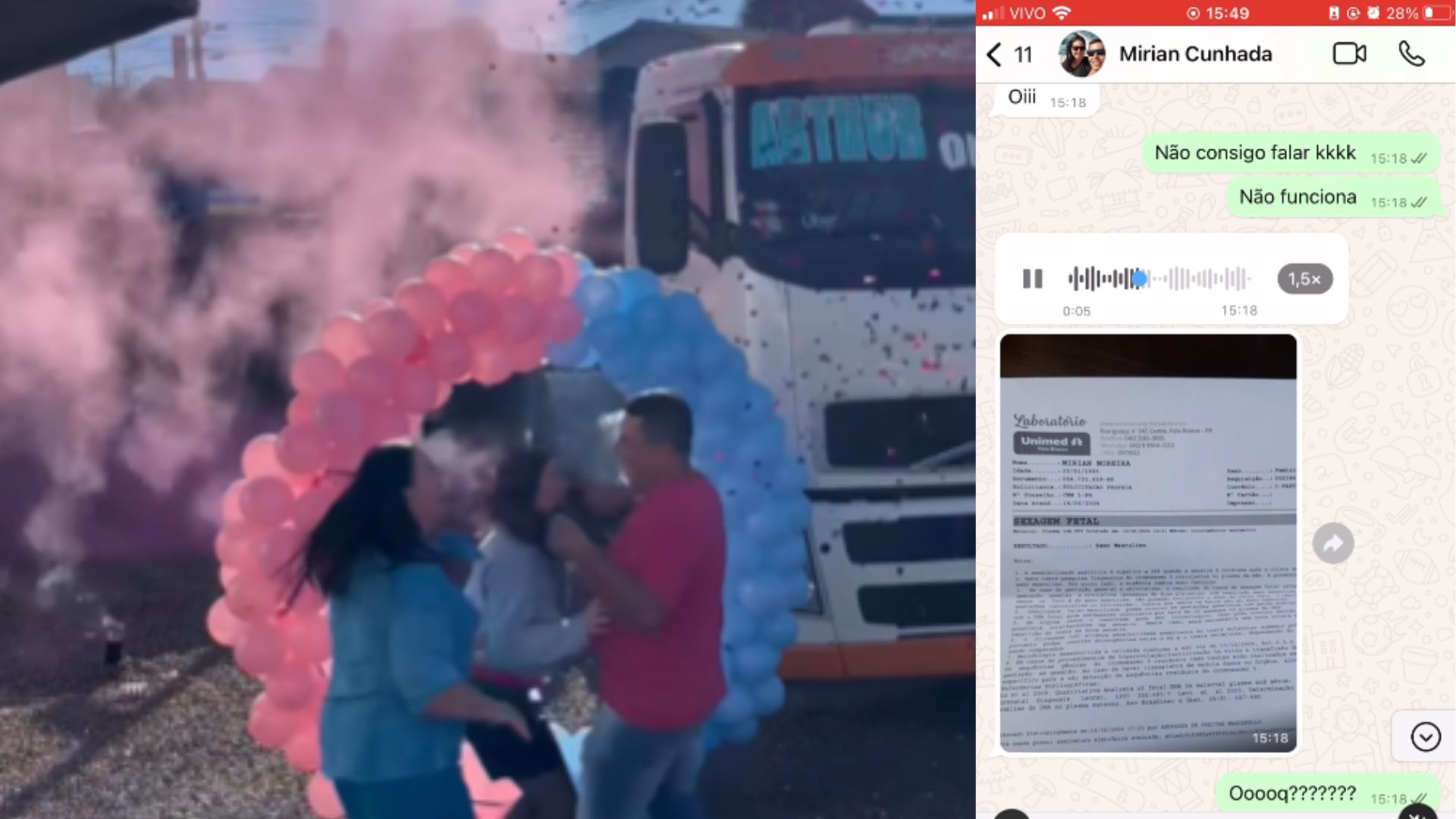 Ap&oacute;s comemorarem estarem &agrave; espera de uma menina, casal descobre que padrinho se enganou em ch&aacute; revela&ccedil;&atilde;o