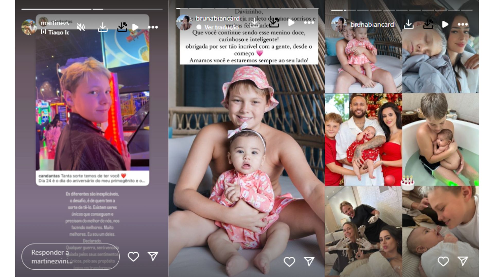 Davi Lucca recebe parab&eacute;ns de Bruna Biancardi e Vini Martinez