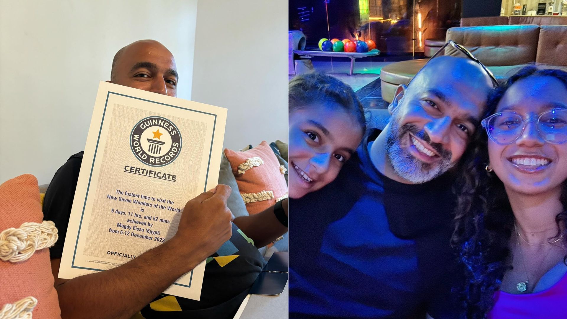 Eg&iacute;pcio visita 7 Maravilhas em tempo recorde e entra no Guinness