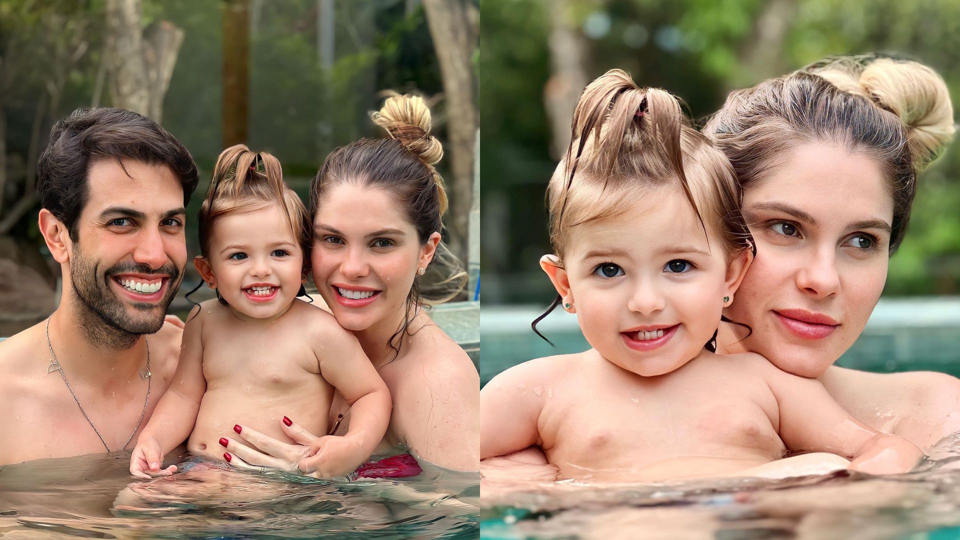 B&aacute;rbara Evans com o marido e a filha Ayla