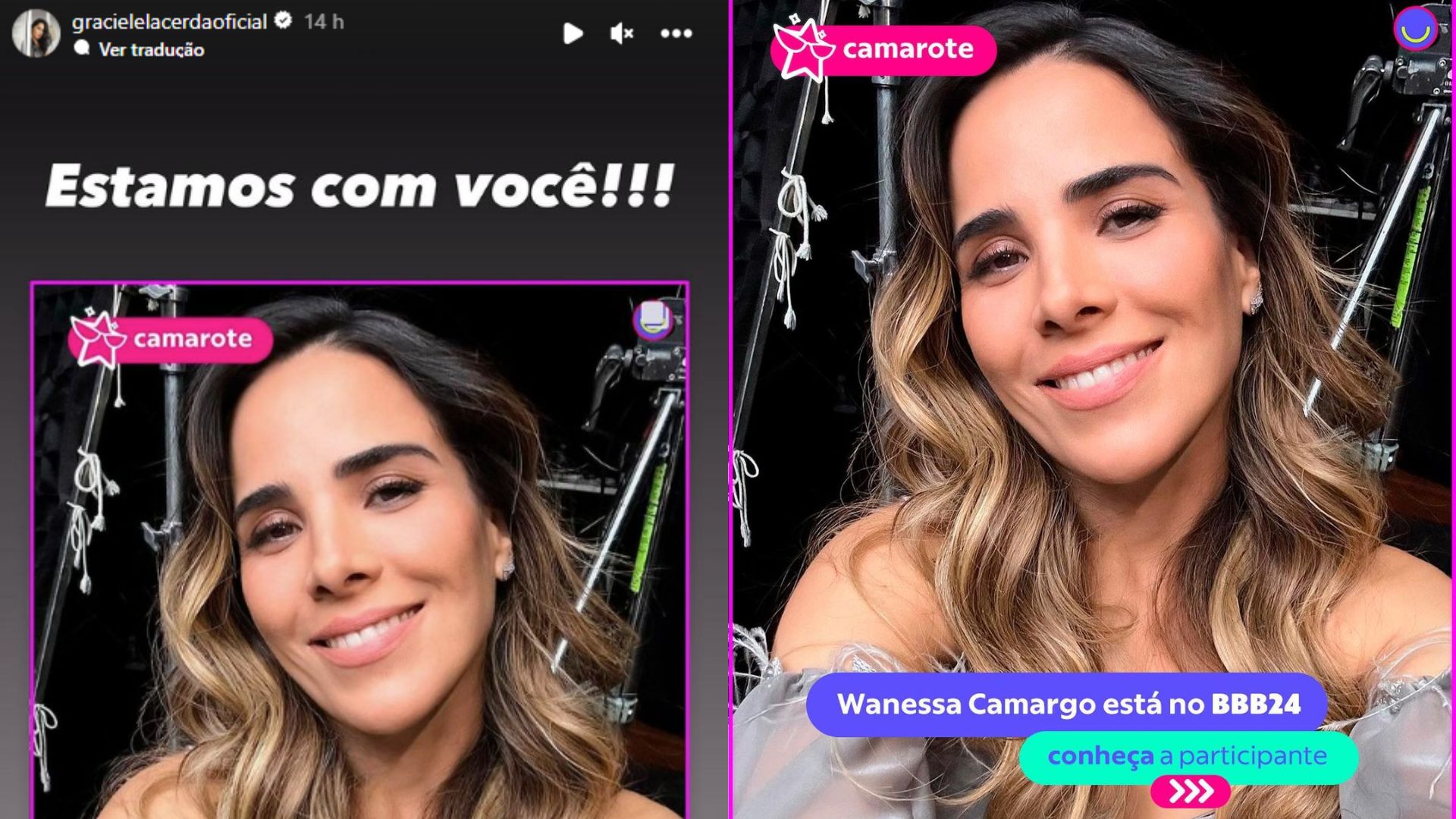 Stories de Graciele Lacerda declarando apoio a Wanessa no BBB24
