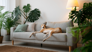 cachorro deitado no sofá