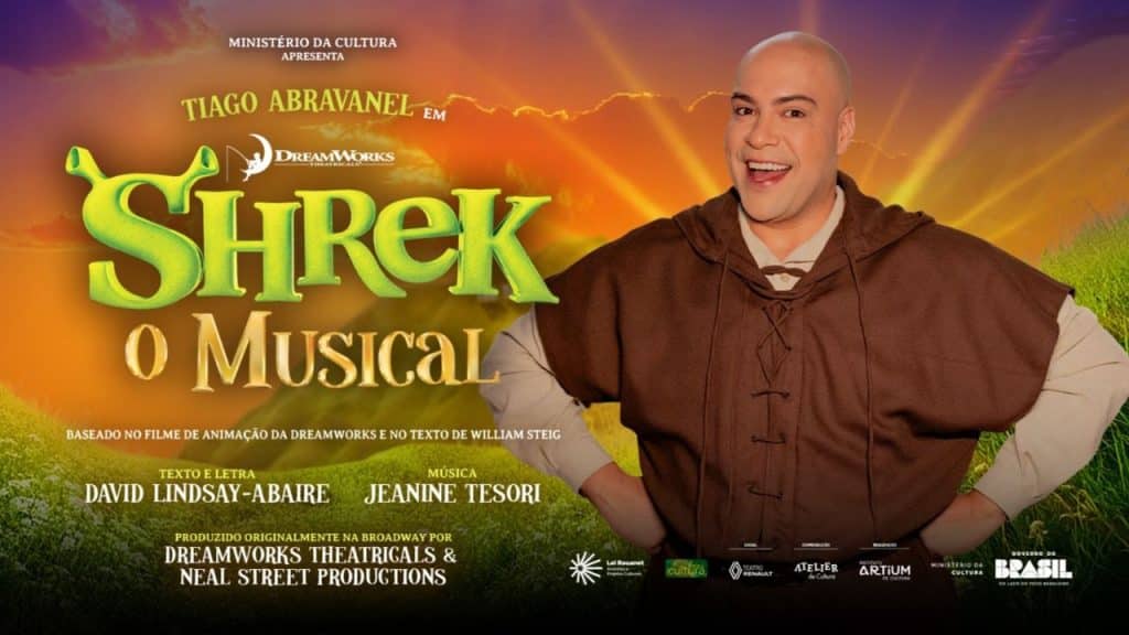 Tiago Abravanel em pôster promocional de Shrek - O Musical.